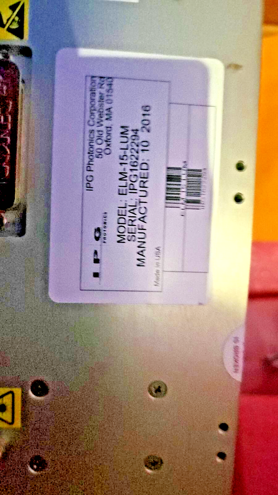 ✅ Lumenis IPG Photonics ELM-15-LUM Erbium Fiber Laser | 1567nm 15W CW